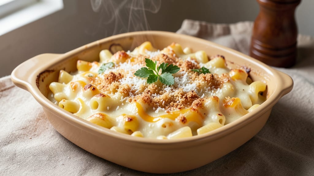 Baked Macaroni and Cheese Custard Recipe: Ultra-Smooth Velvety Texture With Golden Crust