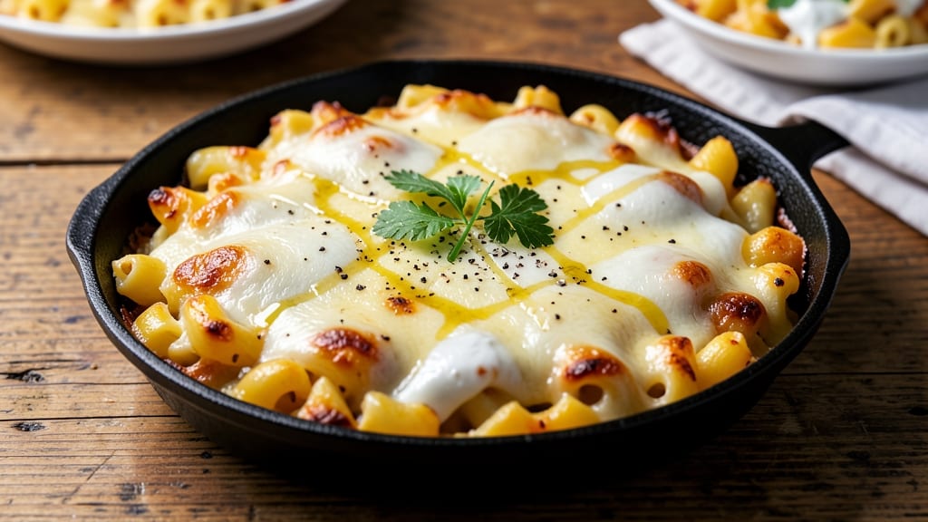 Baked Macaroni and Cheese Pie Recipe: Crispy Top, Gooey Pulls, One-Pan Magic
