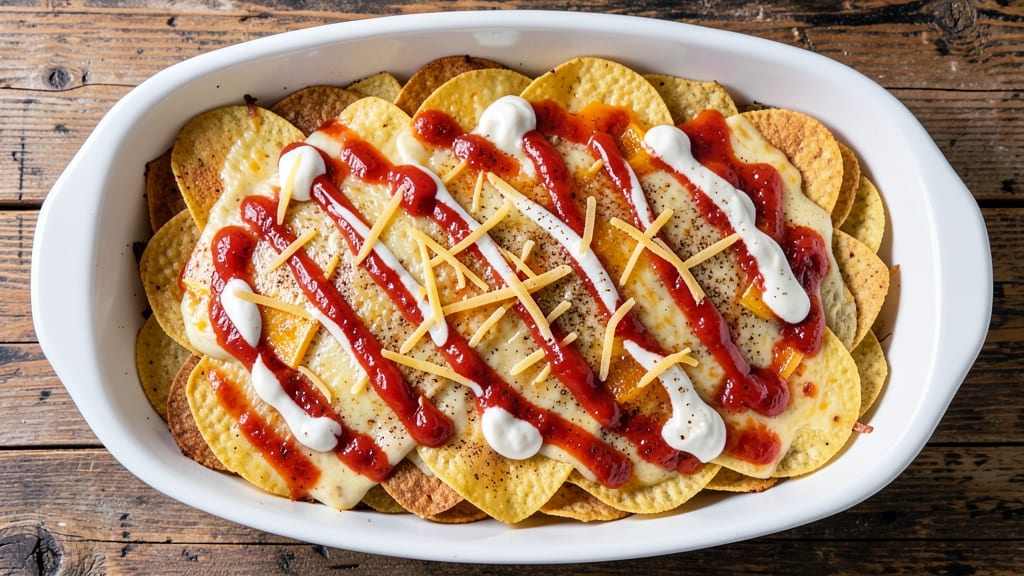 Baked Cheese Nachos Recipe: Crispy Tortilla Layers With Melty Cheese Rivers