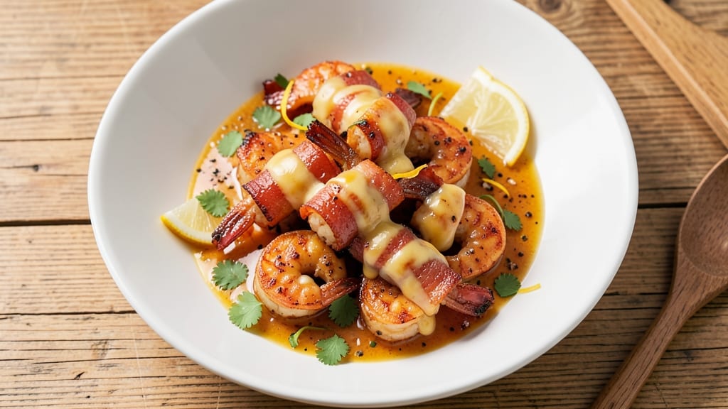 Bacon-Wrapped Shrimp With Pepper Jack Cheese Recipe: Smoky Cheese Melt That Sticks to Every Bite