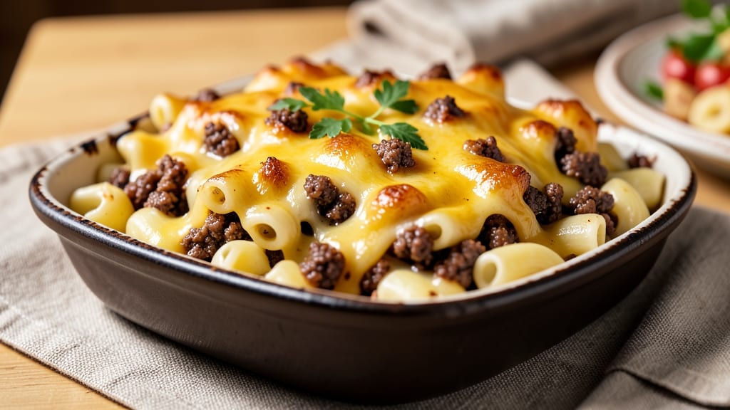 Baked Mac and Cheese With Ground Beef Recipe: Savory Beef-Infused Comfort in One Pan