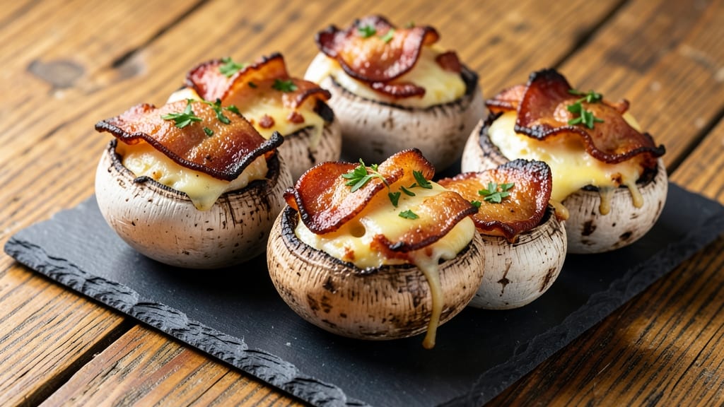 Bacon and Cheese Stuffed Mushrooms Recipe: Smoky Crispy Bites With Melty Centers