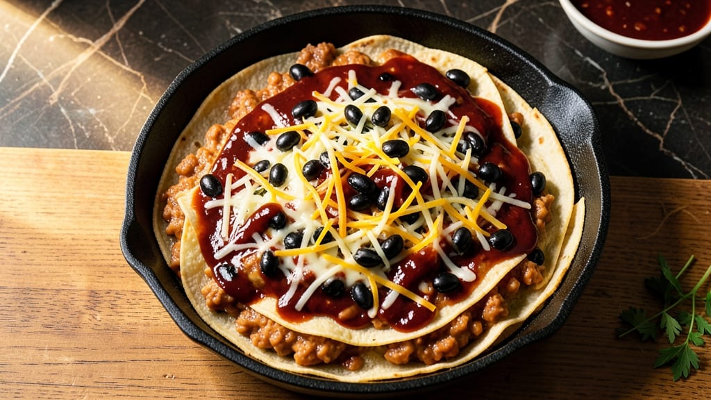 Bean and Cheese Enchilada Casserole Recipe: Crispy Top, Melty Cheese Layers