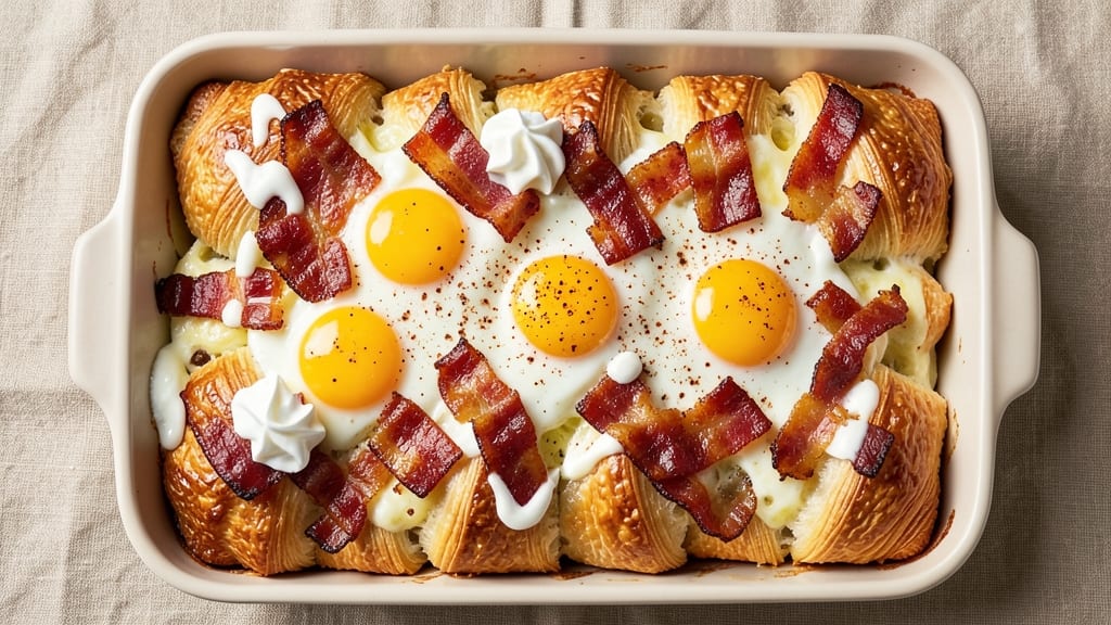 Bacon, Egg, and Cheese Croissant Casserole Recipe: Flaky Layers and Melty Breakfast Bliss