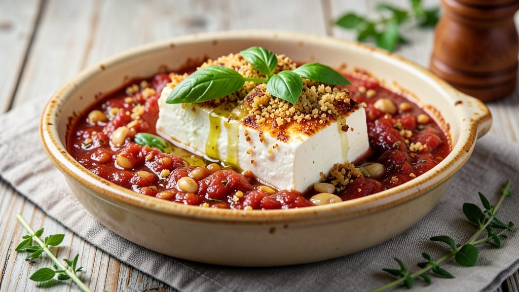 Baked Goat Cheese and Marinara Recipe: Crispy Top, Melty Cheese Bliss