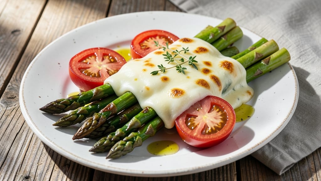 Asparagus Tomato Cheese Recipe: Springtime One-Pan Bistro Bake
