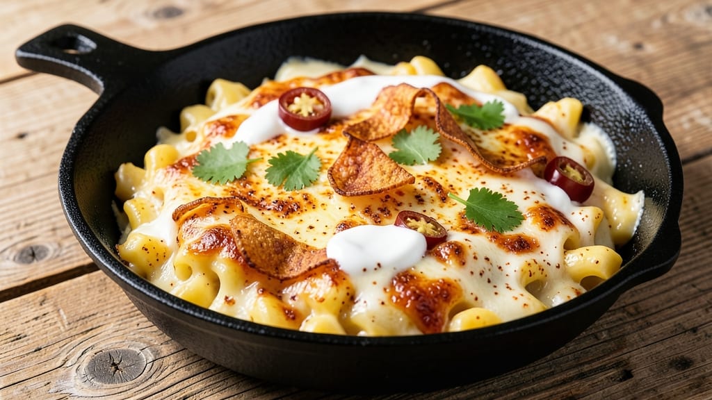 Baked Taco Mac and Cheese Recipe: Crunchy Tortilla Top and Smoky Chipotle Kick