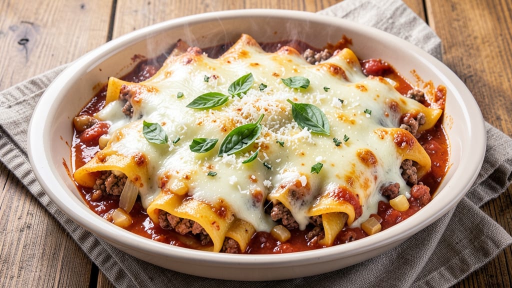 Beef and Cheese Cannelloni Recipe: Baked Layers of Rich Tomato and Melty Mozzarella