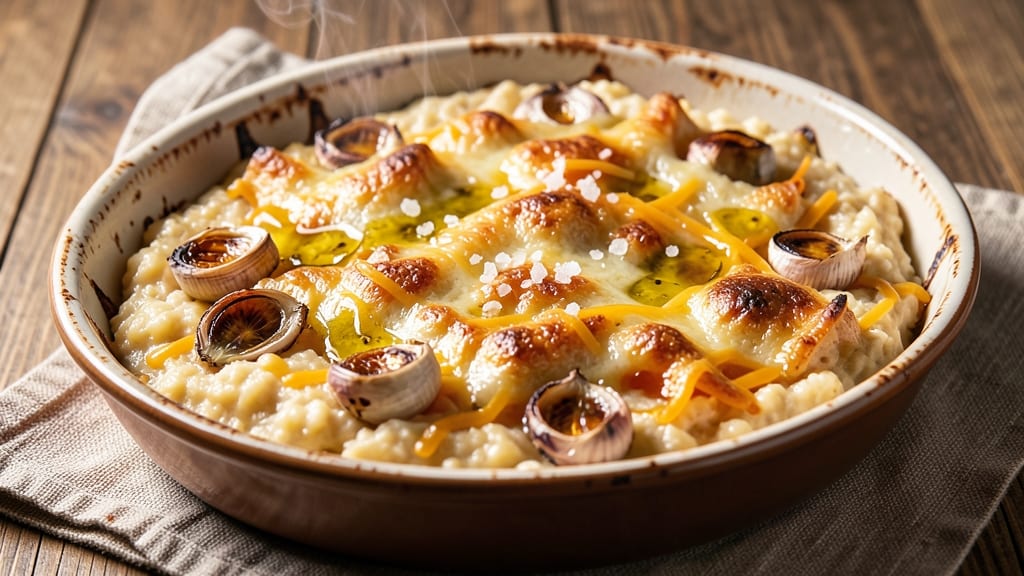 Baked Garlic Cheese Grits Recipe: Golden Bubbles and Buttery Threads