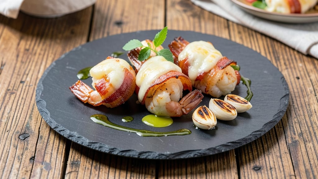 Bacon-Wrapped Shrimp With Cheese Recipe: Crispy Bites Stuffed With Melty Goo