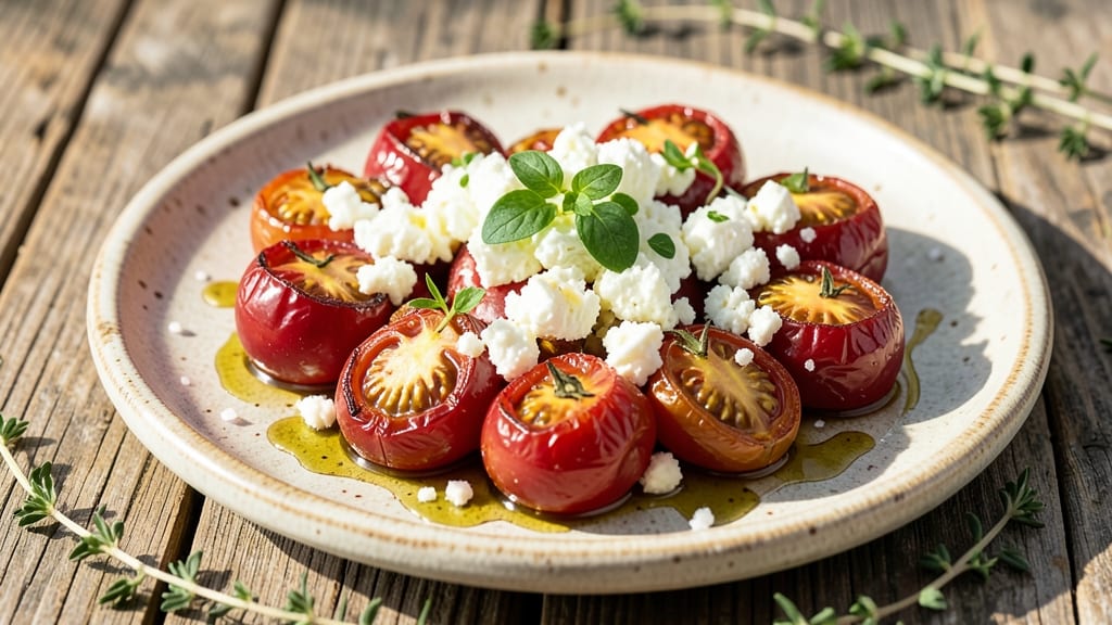 Baked Grape Tomatoes Feta Cheese Recipe: Golden Blisters and Salty Tang in 20 Minutes
