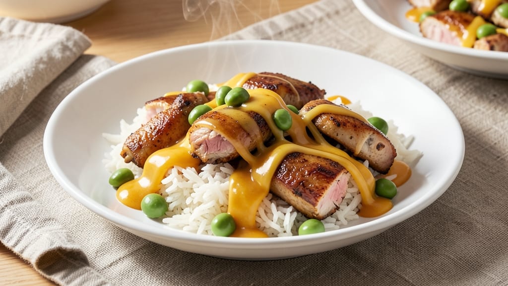 Arroz Con Pollo Cheese Sauce Recipe: One-Pot Creamy Rice With Melty Edamame