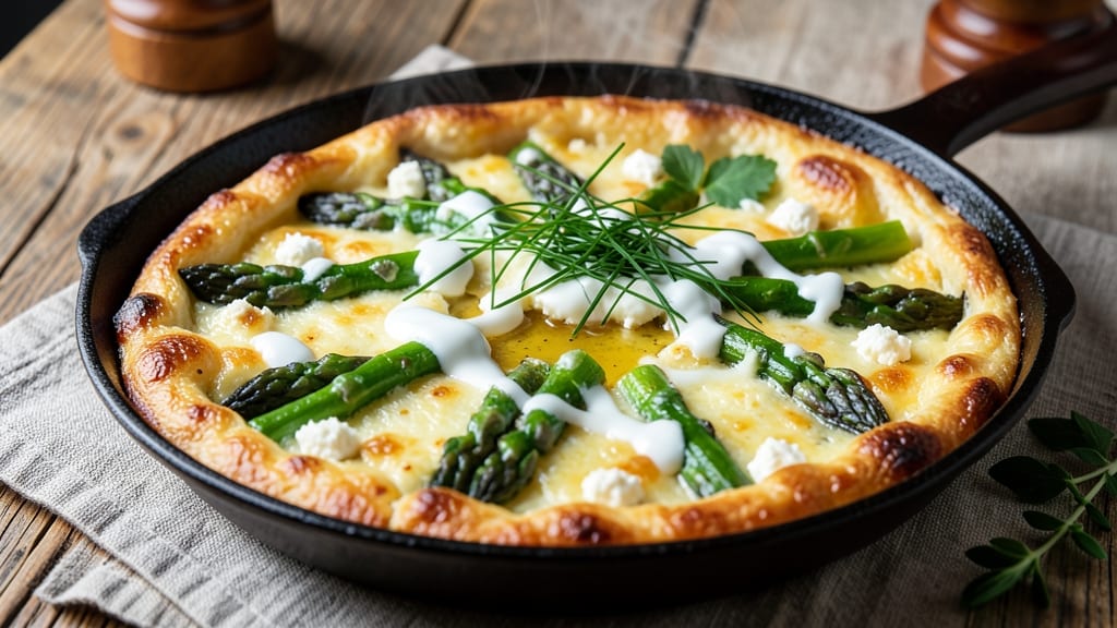 Asparagus and Goat Cheese Frittata Recipe: Golden Crust With Herby Goat Cheese Swirls