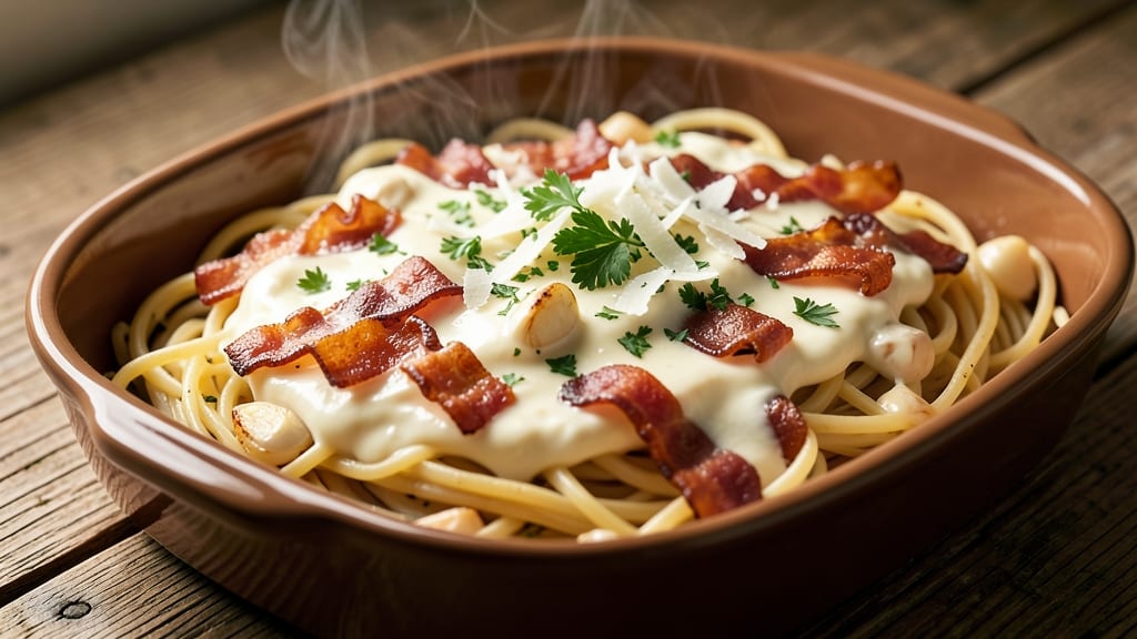 Bacon Cream Cheese Baked Spaghetti Recipe: Triple-Layered Comfort With Crispy Top