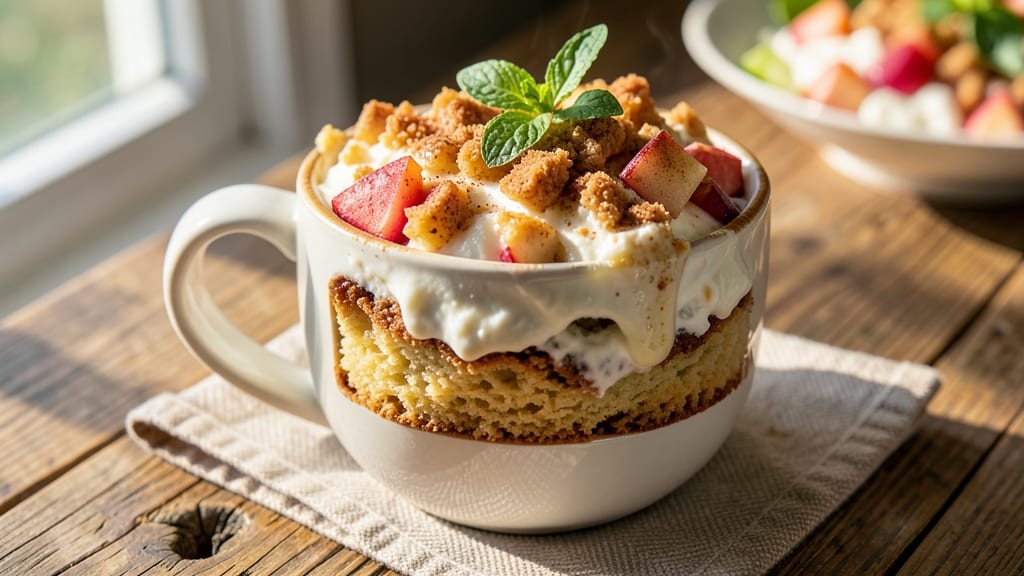 Apple Pie Cottage Cheese Mug Cake Recipe: Warm Spiced Crust and Gooey Apple Filling