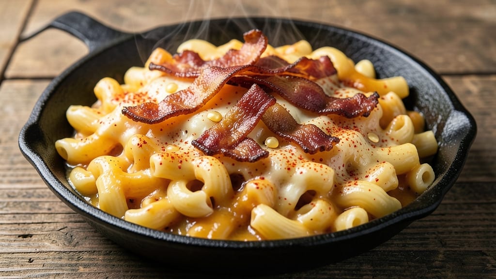 Angry Mac and Cheese Recipe: Spicy Tomato-Bacon Crunch Top
