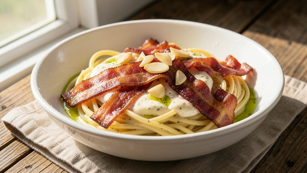 Bacon Cream Cheese Spaghetti Recipe: Smoky Crispy Edges With Velvety Cheese Swirls